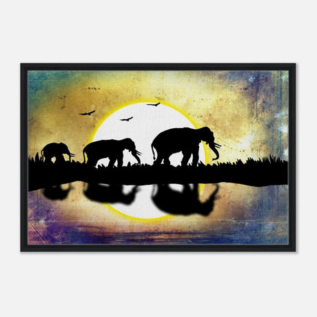 Animal Kingdom Wall art print collection | Elephants - Framed Canvas - 60x90 cm / 24x36″ - Black frame
