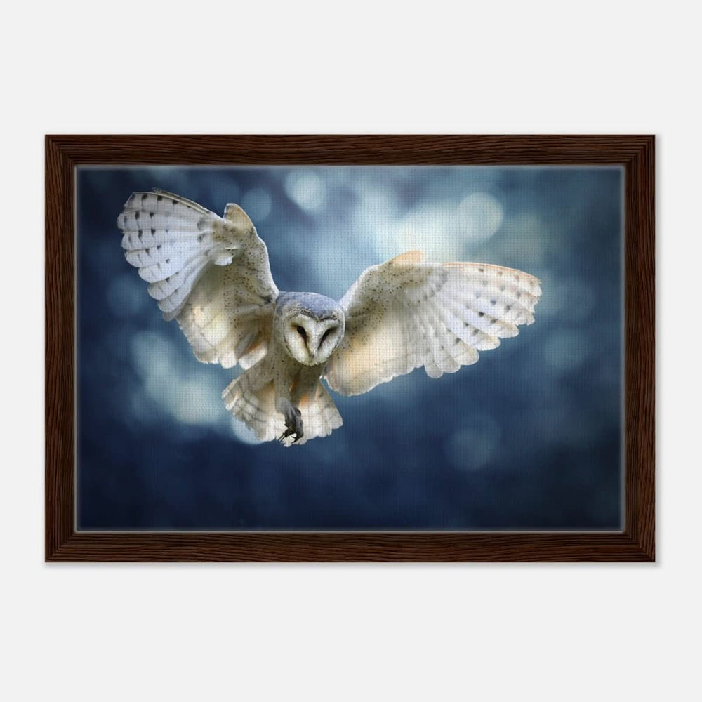 Animal Kingdom Wall art print collection | Owl - Framed Canvas - 30x45 cm / 12x18″ - Dark wood frame