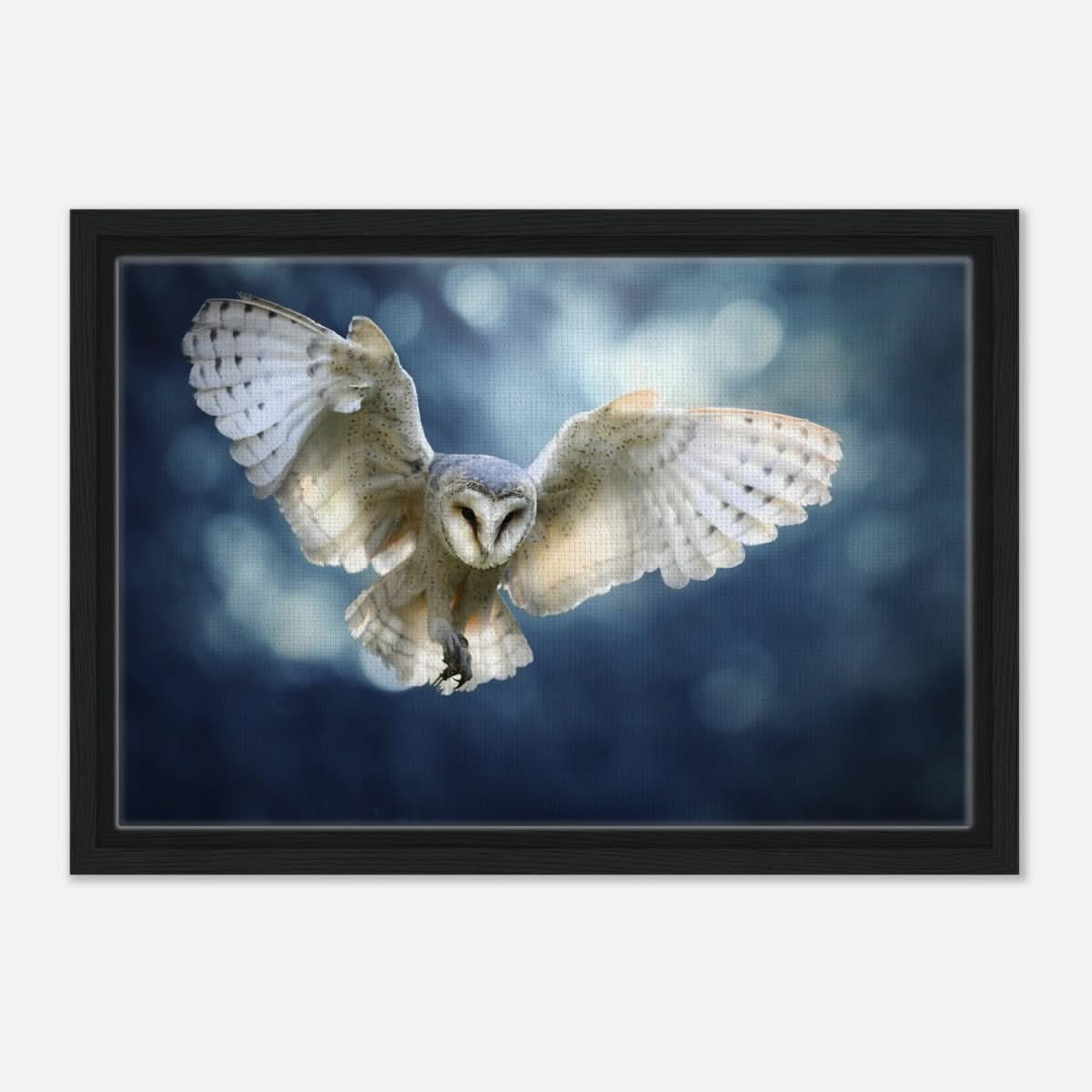 Animal Kingdom Wall art print collection | Owl - Framed Canvas - 30x45 cm / 12x18″ - Black frame