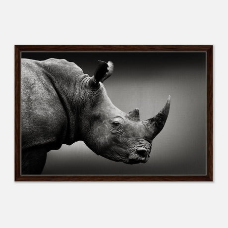 Animal Kingdom Wall art print collection | rhino - Framed Canvas - 50x75 cm / 20x30″ - Dark wood frame