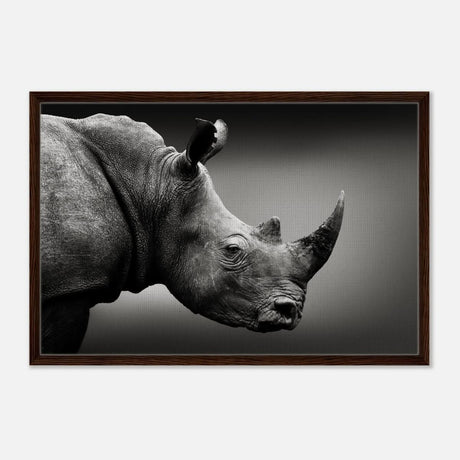 Animal Kingdom Wall art print collection | rhino - Framed Canvas - 60x90 cm / 24x36″ - Dark wood frame