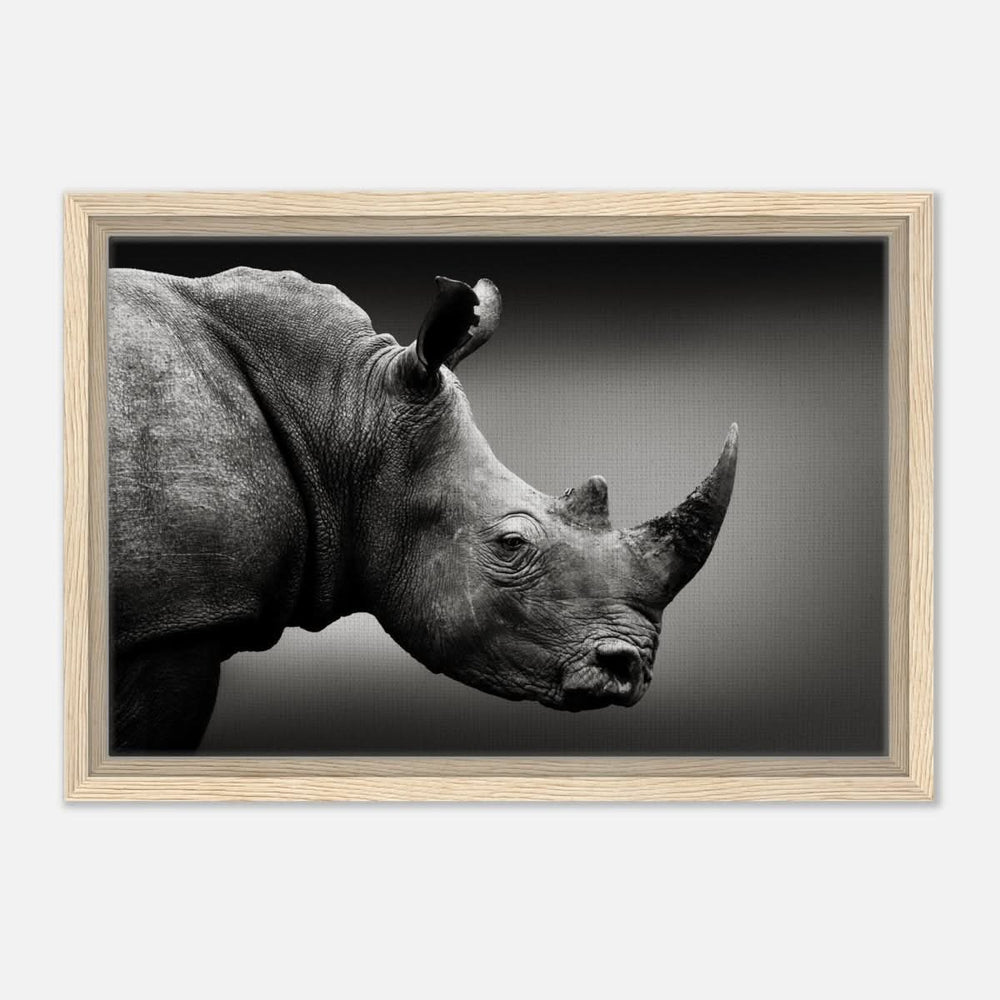 Animal Kingdom Wall art print collection | rhino - Framed Canvas - 30x45 cm / 12x18″ - Wood frame