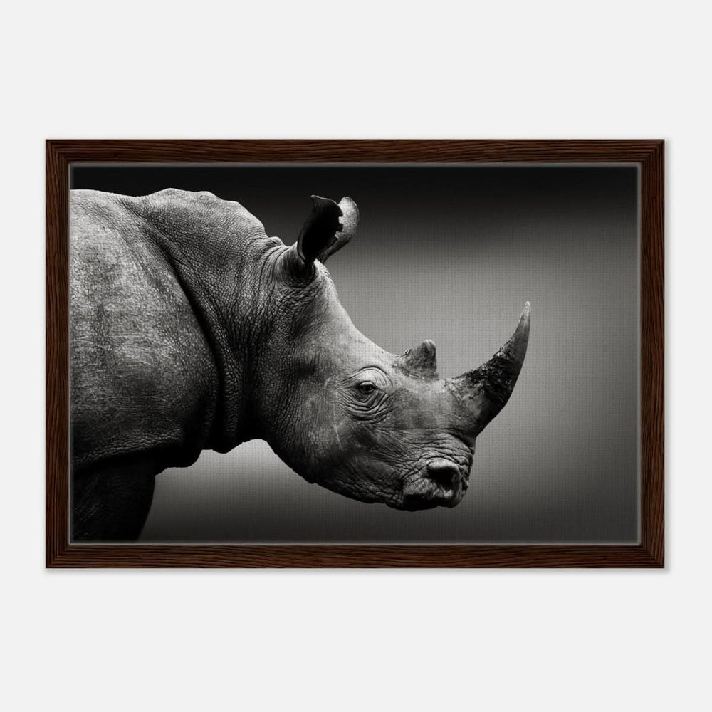 Animal Kingdom Wall art print collection | rhino - Framed Canvas - 40x60 cm / 16x24″ - Dark wood frame
