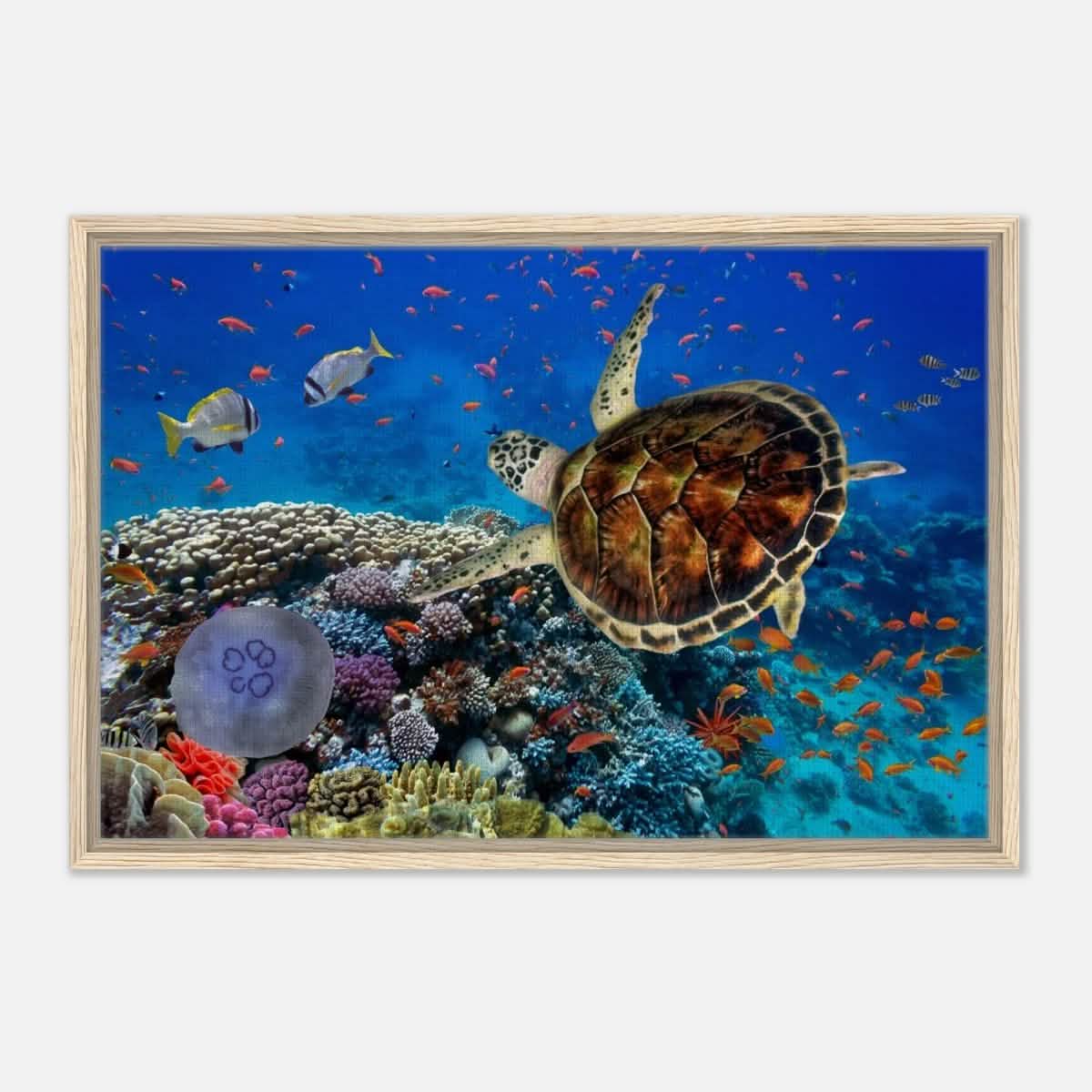 Animal Kingdom Wall art print collection | Sea turtle - Framed Canvas - 50x75 cm / 20x30″ - Wood frame