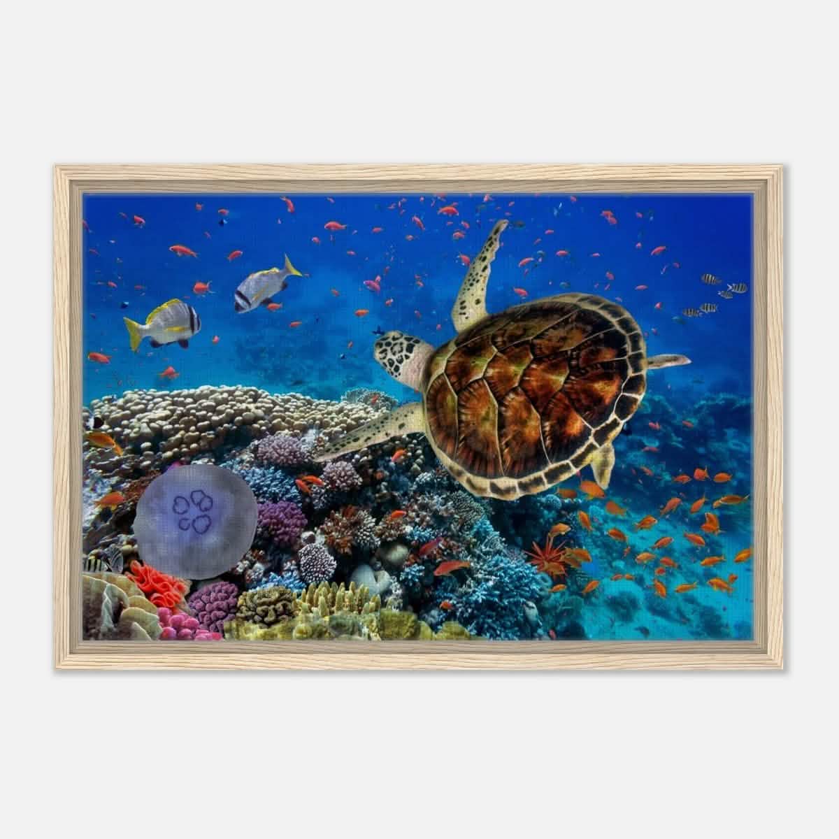 Animal Kingdom Wall art print collection | Sea turtle - Framed Canvas - 40x60 cm / 16x24″ - Wood frame
