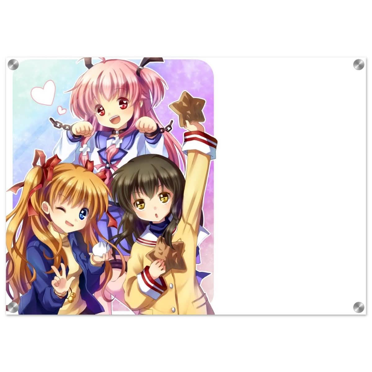 Anime Trio Bliss | Angel Beats! | wall art print - 50x70 cm / 20x28″ - Acrylic Print -