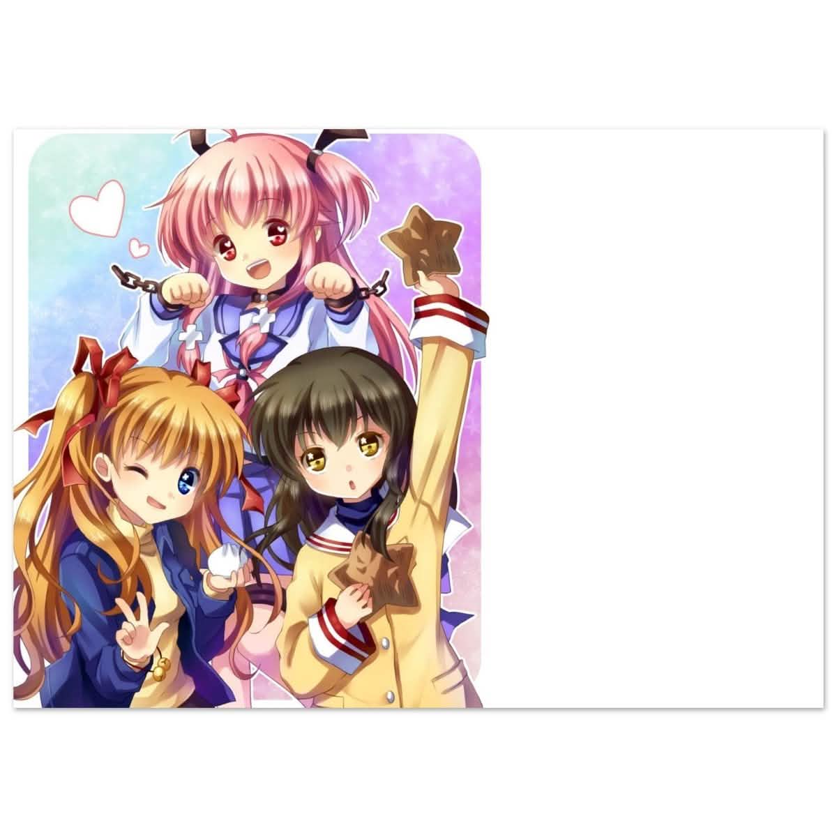Anime Trio Bliss | Angel Beats! | wall art print - 50x70 cm / 20x28″ - Aluminum Print -