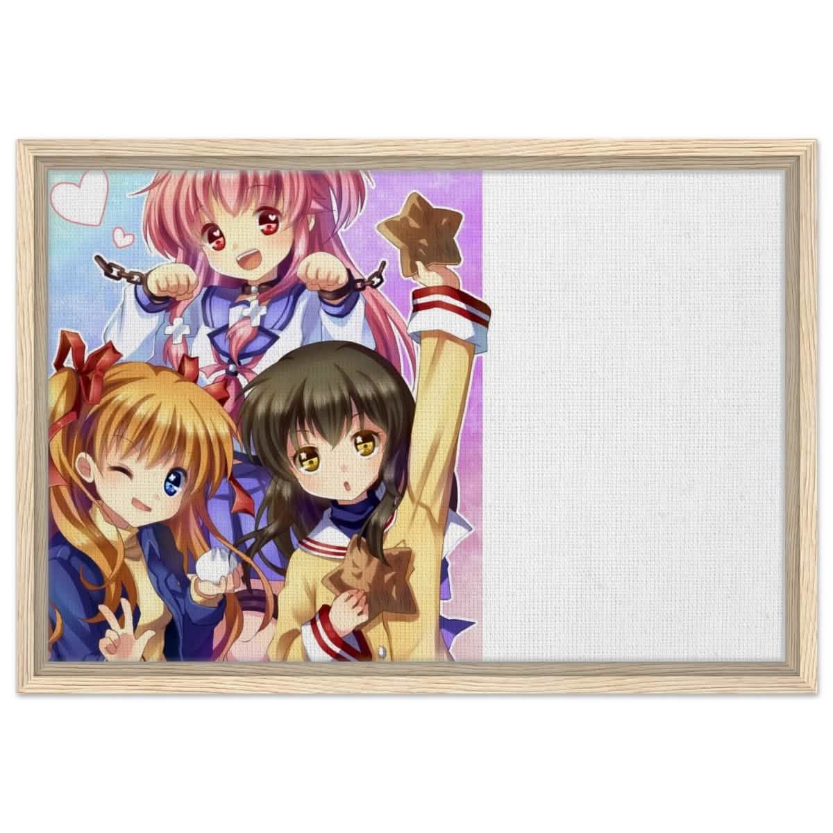 Anime Trio Bliss | Angel Beats! | wall art print - 40x60 cm / 16x24″ - Framed Canvas - Wood frame