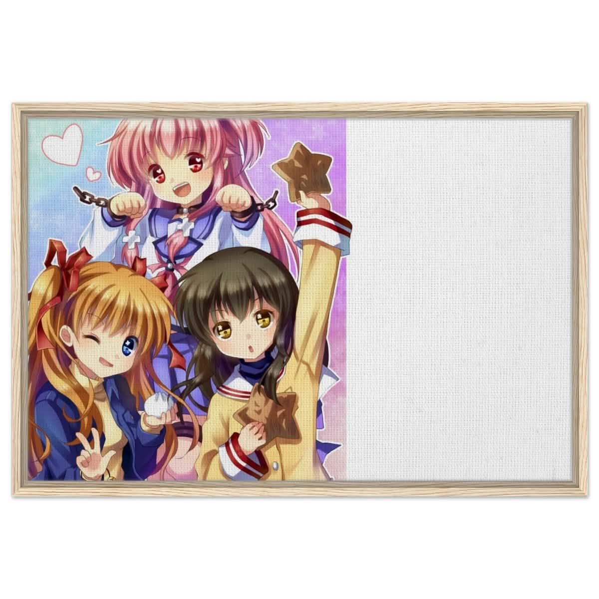 Anime Trio Bliss | Angel Beats! | wall art print - 60x90 cm / 24x36″ - Framed Canvas - Wood frame