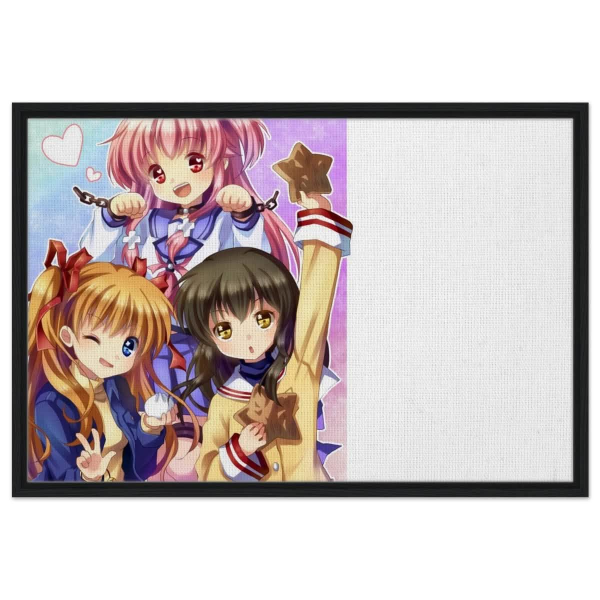 Anime Trio Bliss | Angel Beats! | wall art print - 60x90 cm / 24x36″ - Framed Canvas - Black frame
