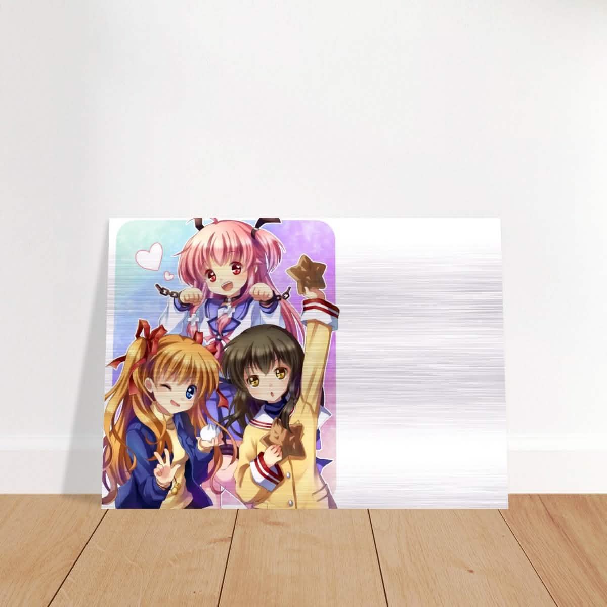 Anime Trio Bliss | Angel Beats! | wall art print - 50x70 cm / 20x28″ - Brushed Aluminum Print -