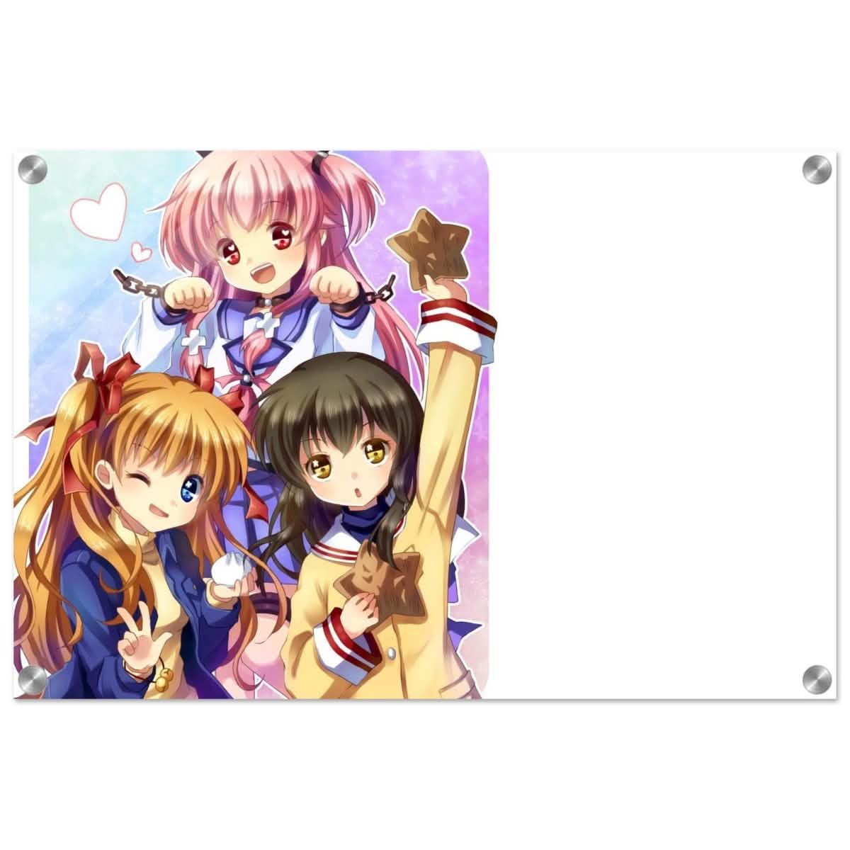 Anime Trio Bliss | Angel Beats! | wall art print - 40x60 cm / 16x24″ - Acrylic Print -