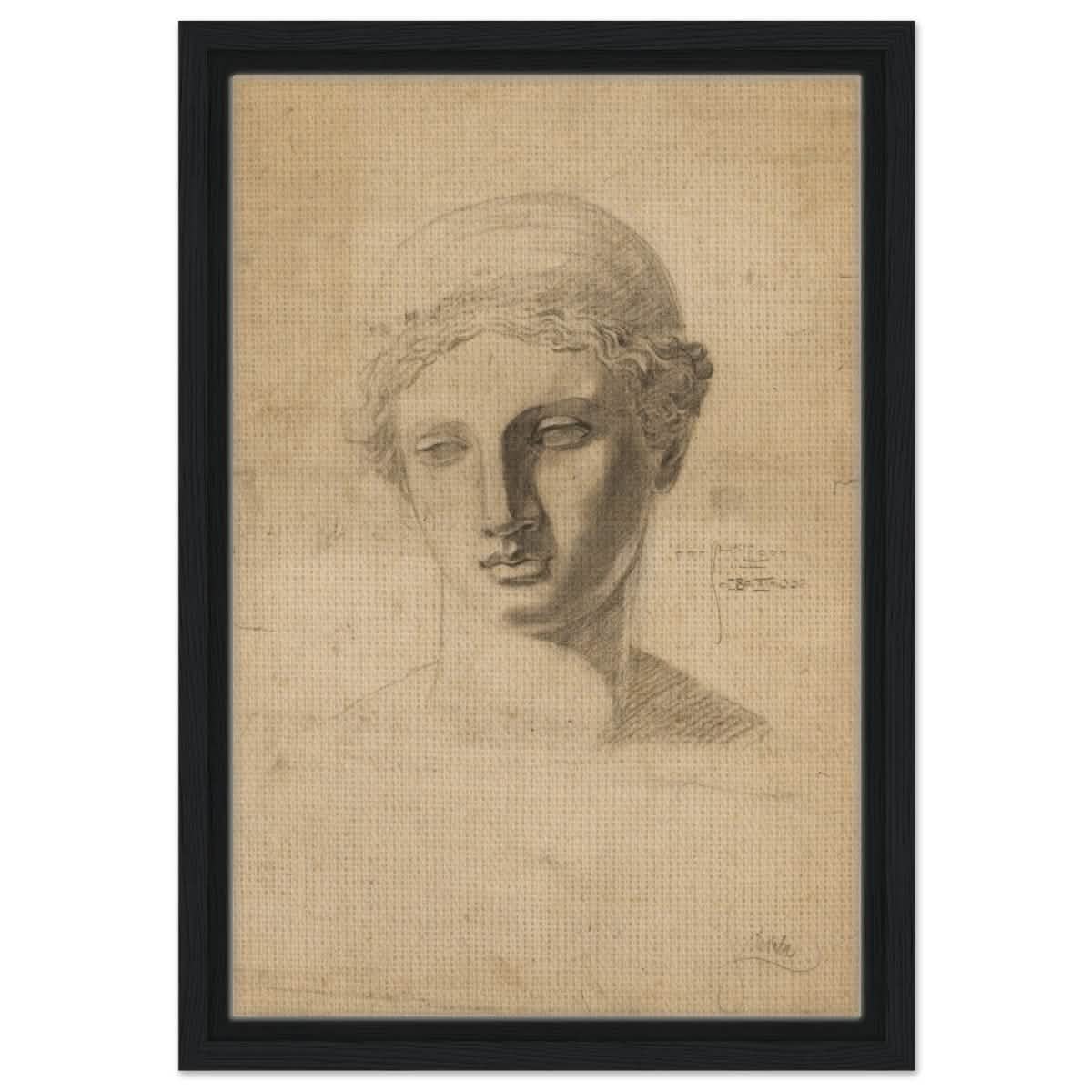 Antike Büste (1906) by Egon Schiele | Vintage wall art print - Framed Canvas - 30x45 cm / 12x18″ - Black frame