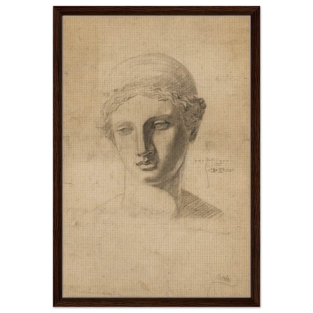 Antike Büste (1906) by Egon Schiele | Vintage wall art print - Framed Canvas - 50x75 cm / 20x30″ - Dark wood frame