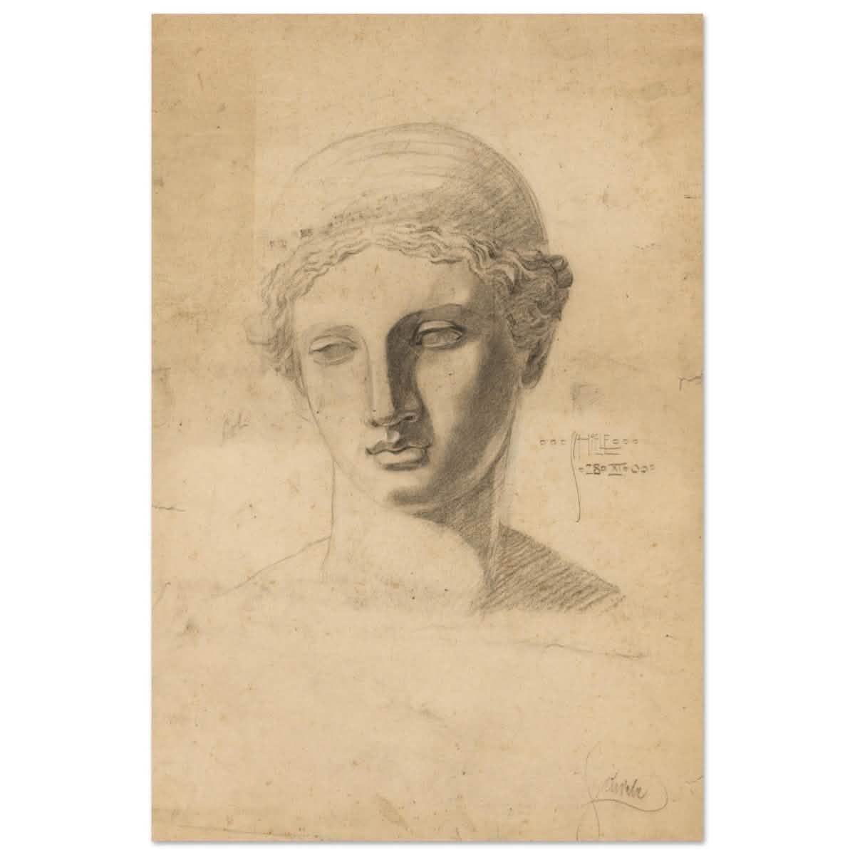 Antike Büste (1906) by Egon Schiele | Vintage wall art print - Aluminum Print - 40x60 cm / 16x24″ -