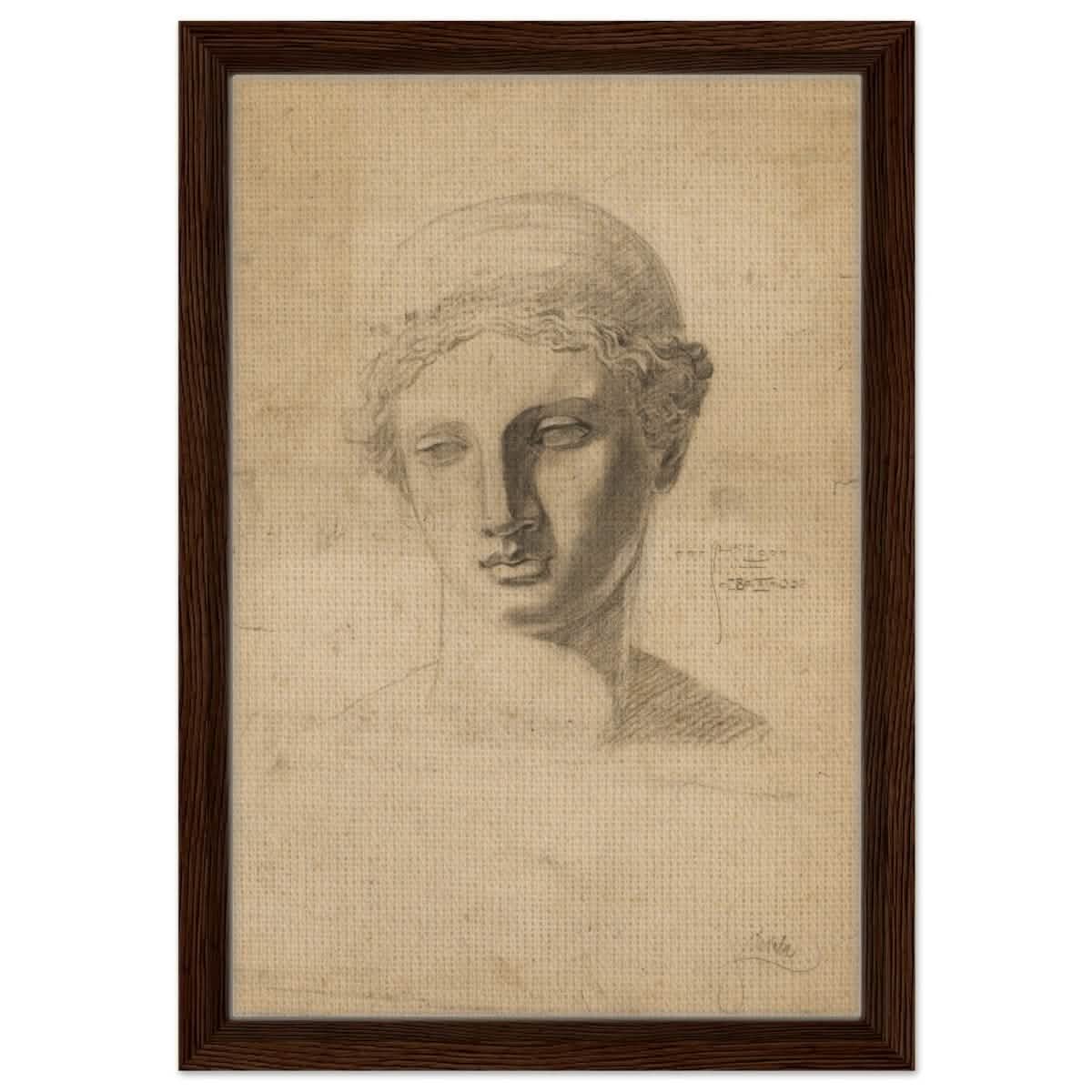 Antike Büste (1906) by Egon Schiele | Vintage wall art print - Framed Canvas - 30x45 cm / 12x18″ - Dark wood frame