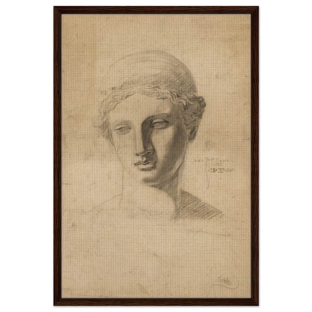 Antike Büste (1906) by Egon Schiele | Vintage wall art print - Framed Canvas - 60x90 cm / 24x36″ - Dark wood frame