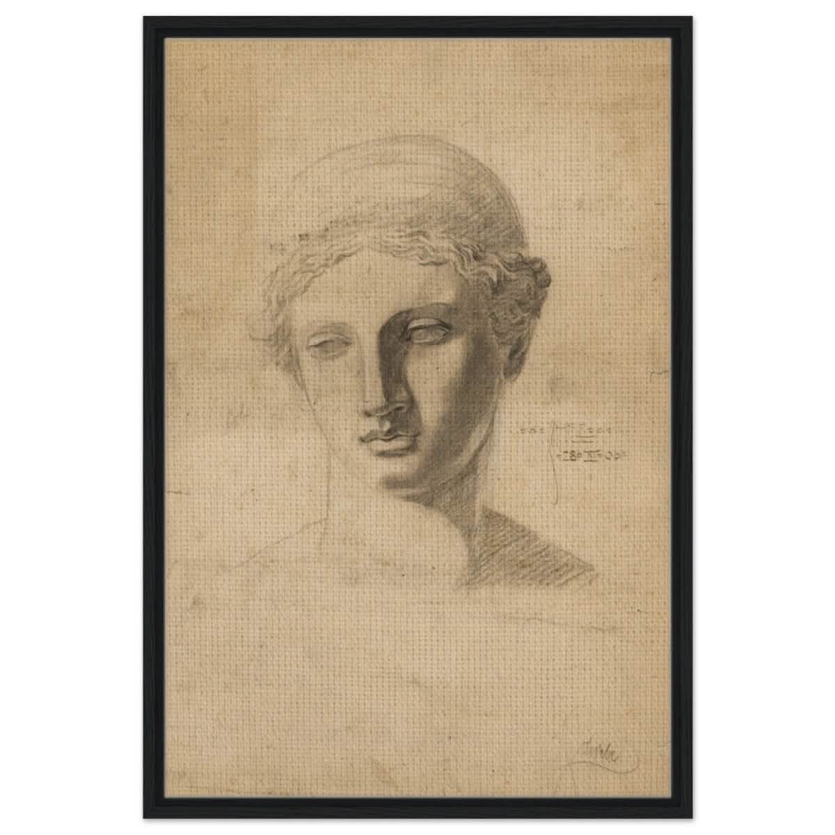 Antike Büste (1906) by Egon Schiele | Vintage wall art print - Framed Canvas - 60x90 cm / 24x36″ - Black frame