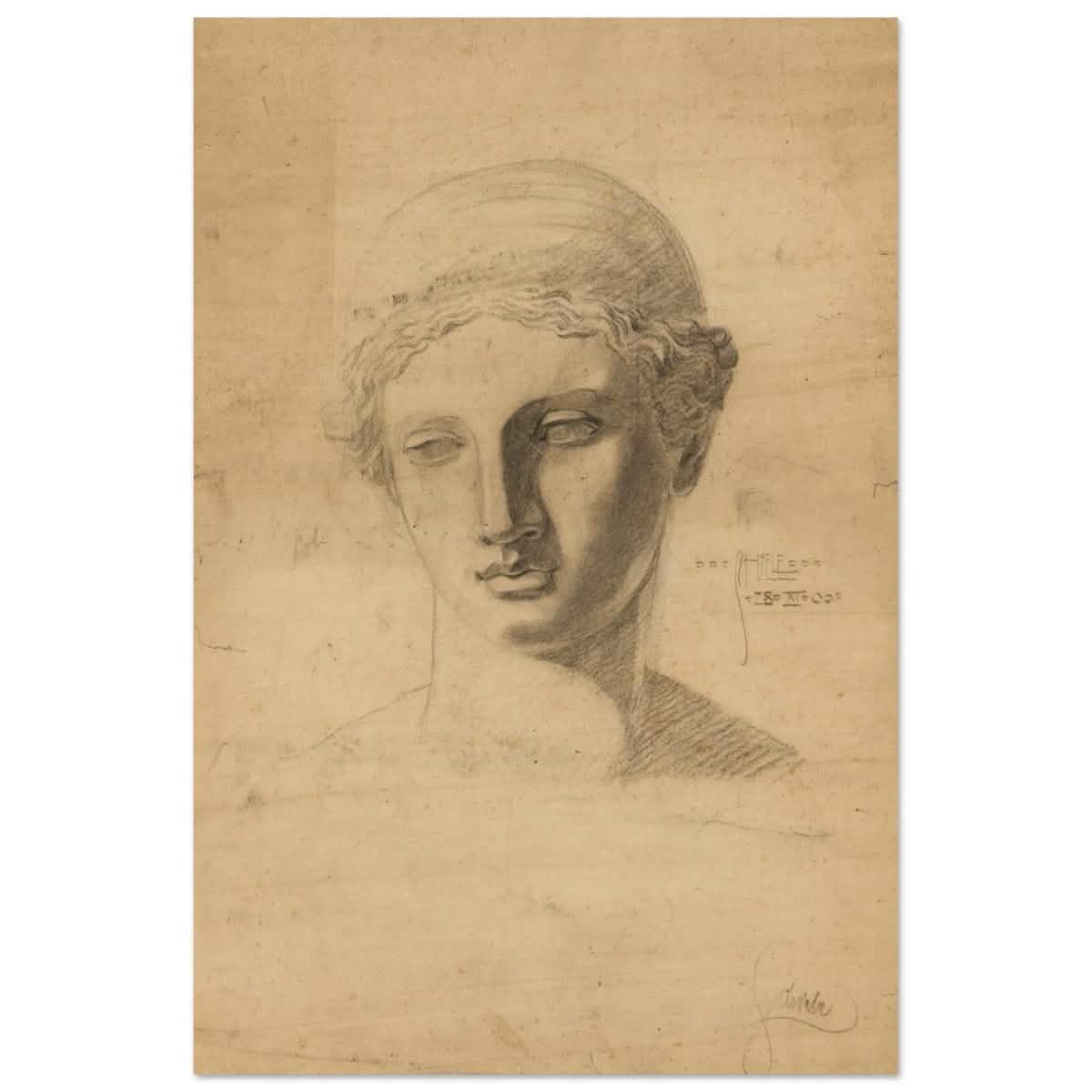 Antike Büste (1906) by Egon Schiele | Vintage wall art print - Wood Prints - 40x60 cm / 16x24″ -