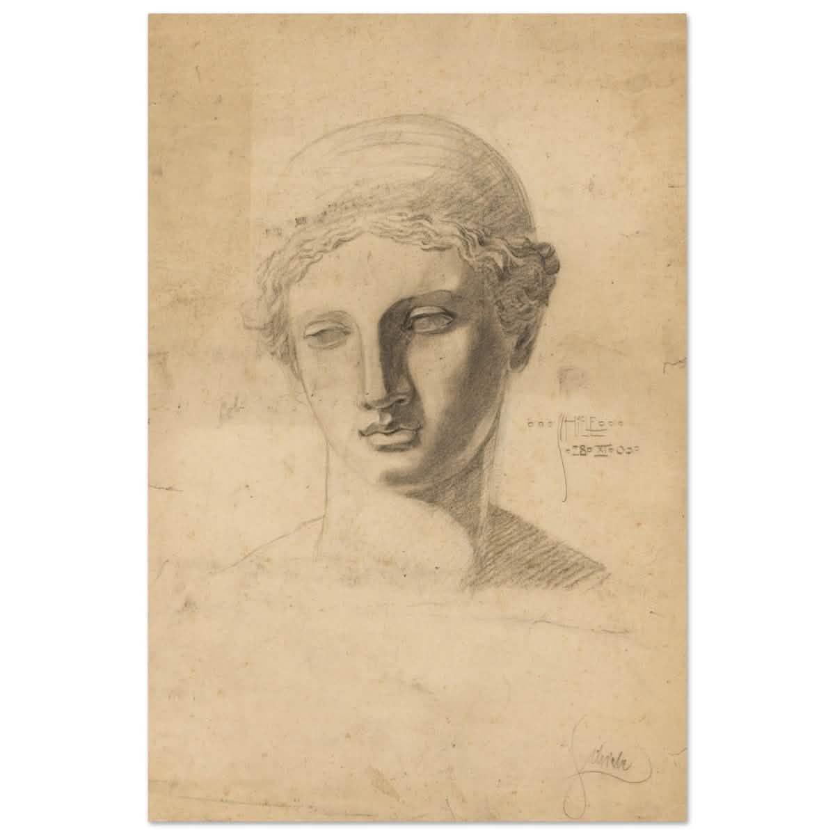 Antike Büste (1906) by Egon Schiele | Vintage wall art print - Aluminum Print - 30x45 cm / 12x18″ -