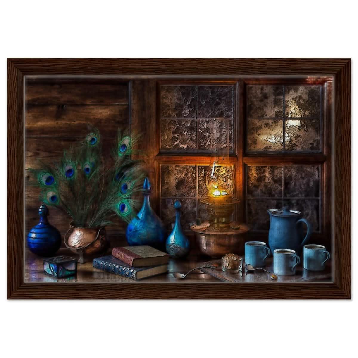 Antique Reflections | Classical Realism | Vintage Wall art print - Framed Canvas - 30x45 cm / 12x18″ - Dark wood frame