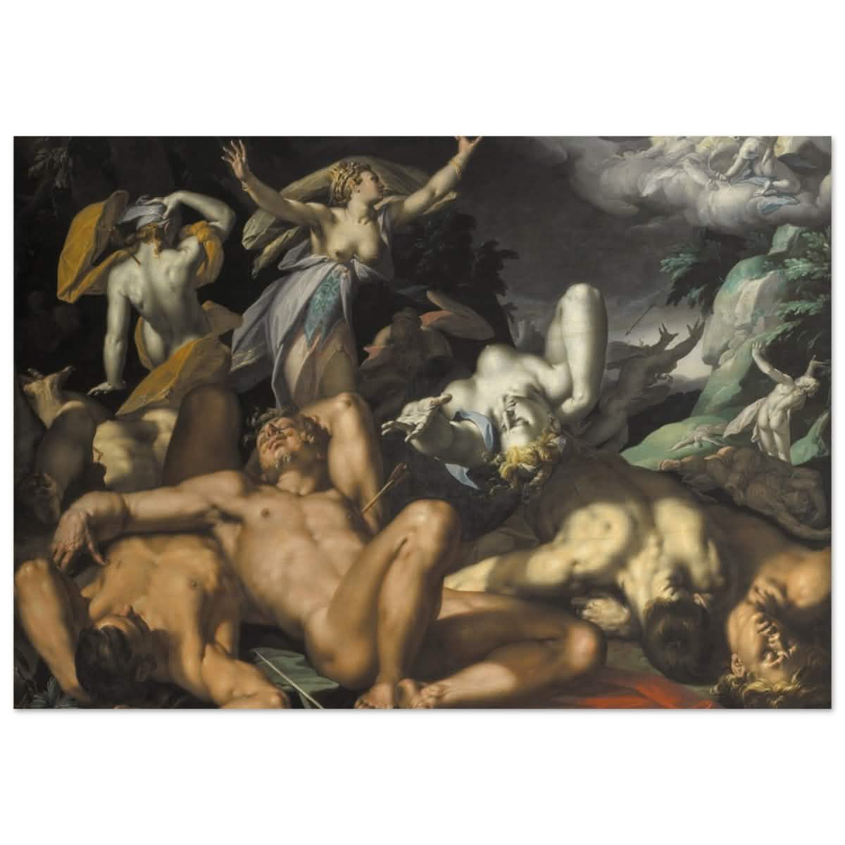Apollo and Diana Punishing Niobe by Killing her Children by Abraham Bloemaert | Vintage wall art print - Wood Prints - 70x100 cm / 28x40″ -