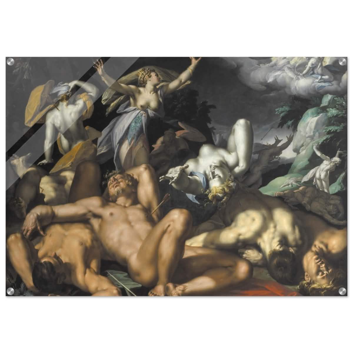 Apollo and Diana Punishing Niobe by Killing her Children by Abraham Bloemaert | Vintage wall art print - Acrylic Print - 70x100 cm / 28x40″ -