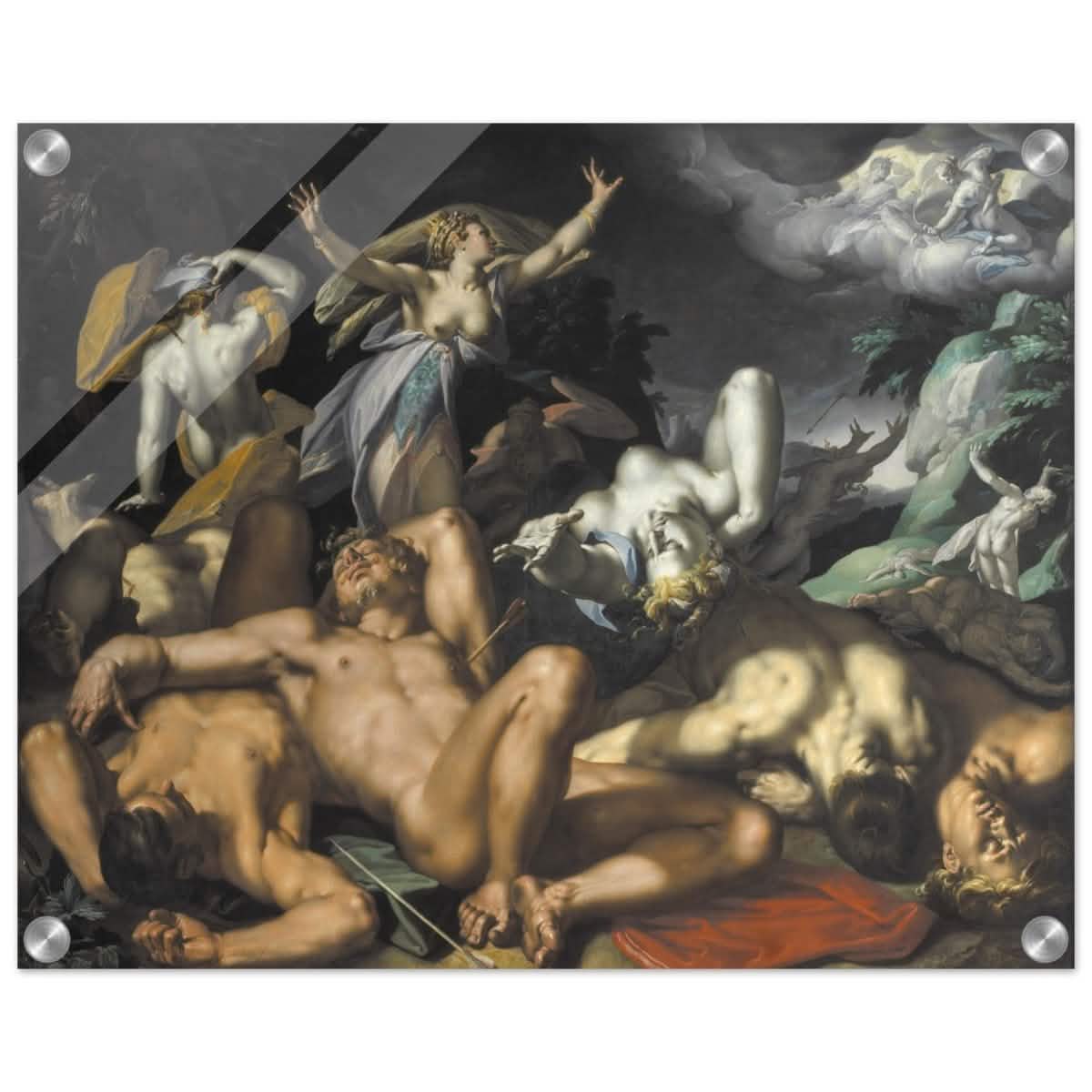 Apollo and Diana Punishing Niobe by Killing her Children by Abraham Bloemaert | Vintage wall art print - Acrylic Print - 40x50 cm / 16x20″ -