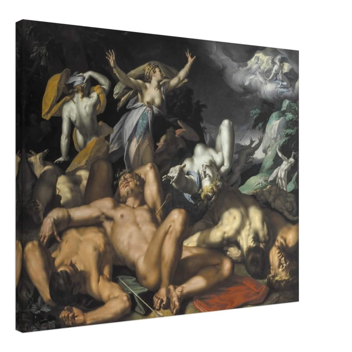 Apollo and Diana Punishing Niobe by Killing her Children by Abraham Bloemaert | Vintage wall art print - Canvas - 60x75 cm / 24x30″ -