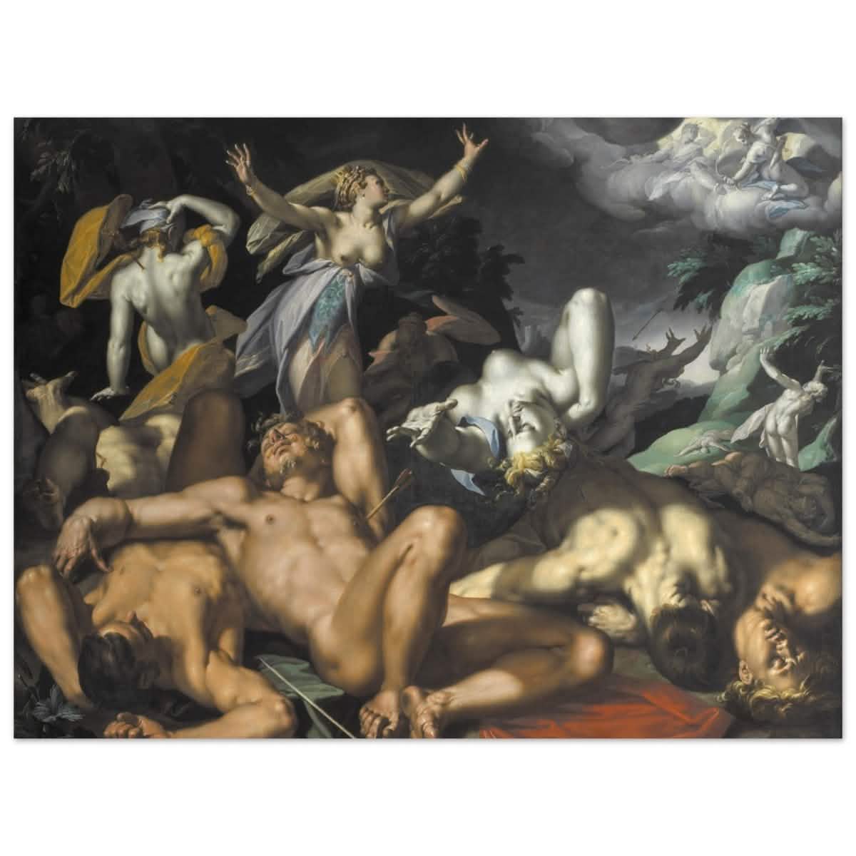 Apollo and Diana Punishing Niobe by Killing her Children by Abraham Bloemaert | Vintage wall art print - Aluminum Print - 30x40 cm / 12x16″ -