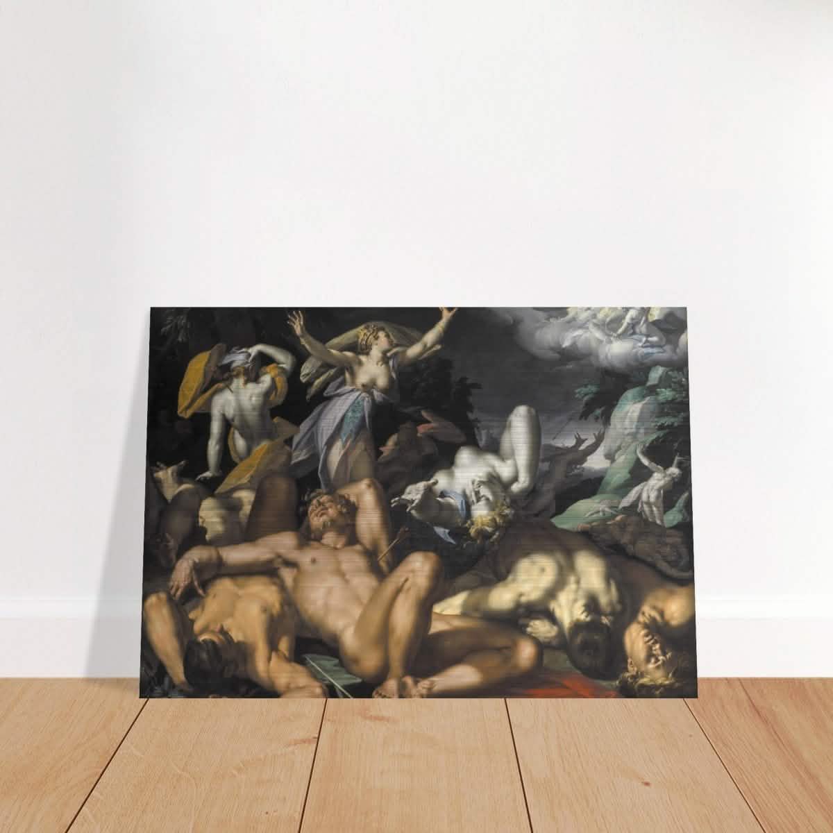 Apollo and Diana Punishing Niobe by Killing her Children by Abraham Bloemaert | Vintage wall art print - Brushed Aluminum Print - 70x100 cm / 28x40″ -