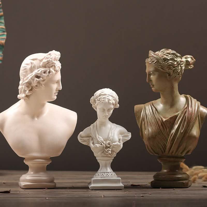 Apollo & Athena Resin Bust Sculptures – Classic Home Décor - Apollo Bust Sculpture -