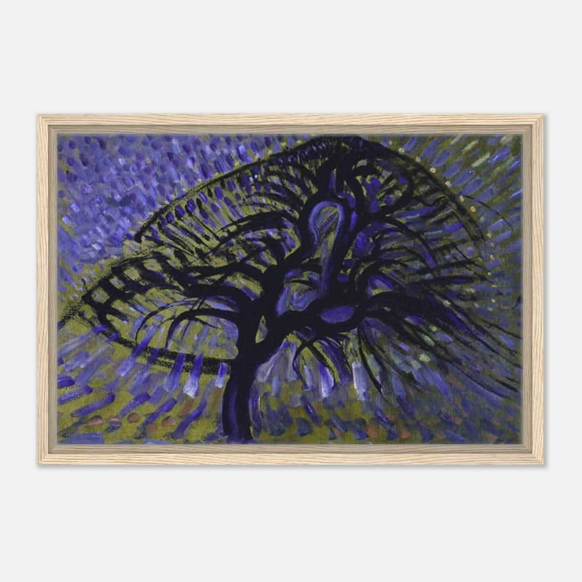 Apple Tree, Pointillist Version (1908–1909) by Piet Mondrian | Vintage wall art print - Framed Canvas - 40x60 cm / 16x24″ - Wood frame