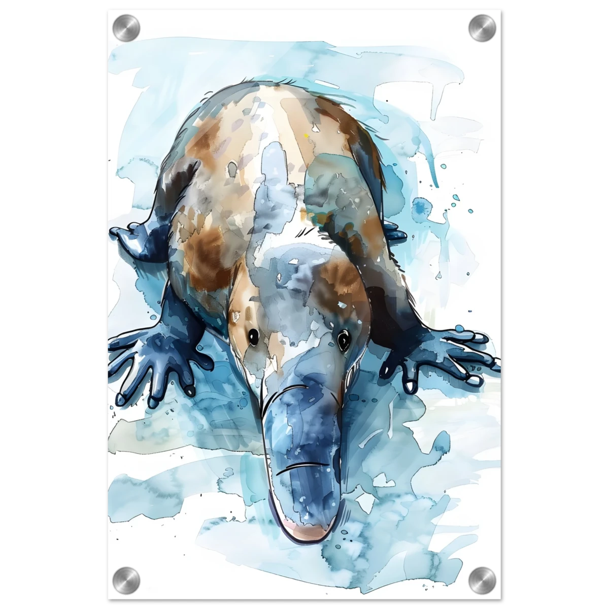 Aqua Explorer | Platypus | Modern watercolor - inspired animal art - 30x45 cm / 12x18″ - Acrylic Print -