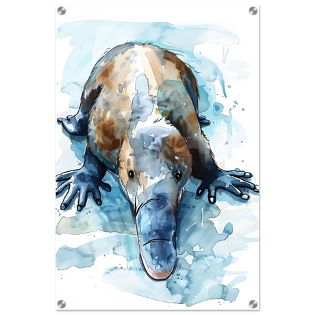 Aqua Explorer | Platypus | Modern watercolor - inspired animal art - 50x75 cm / 20x30″ - Acrylic Print -
