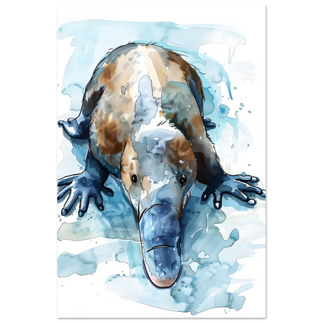Aqua Explorer | Platypus | Modern watercolor - inspired animal art - 30x45 cm / 12x18″ - Aluminum Print -