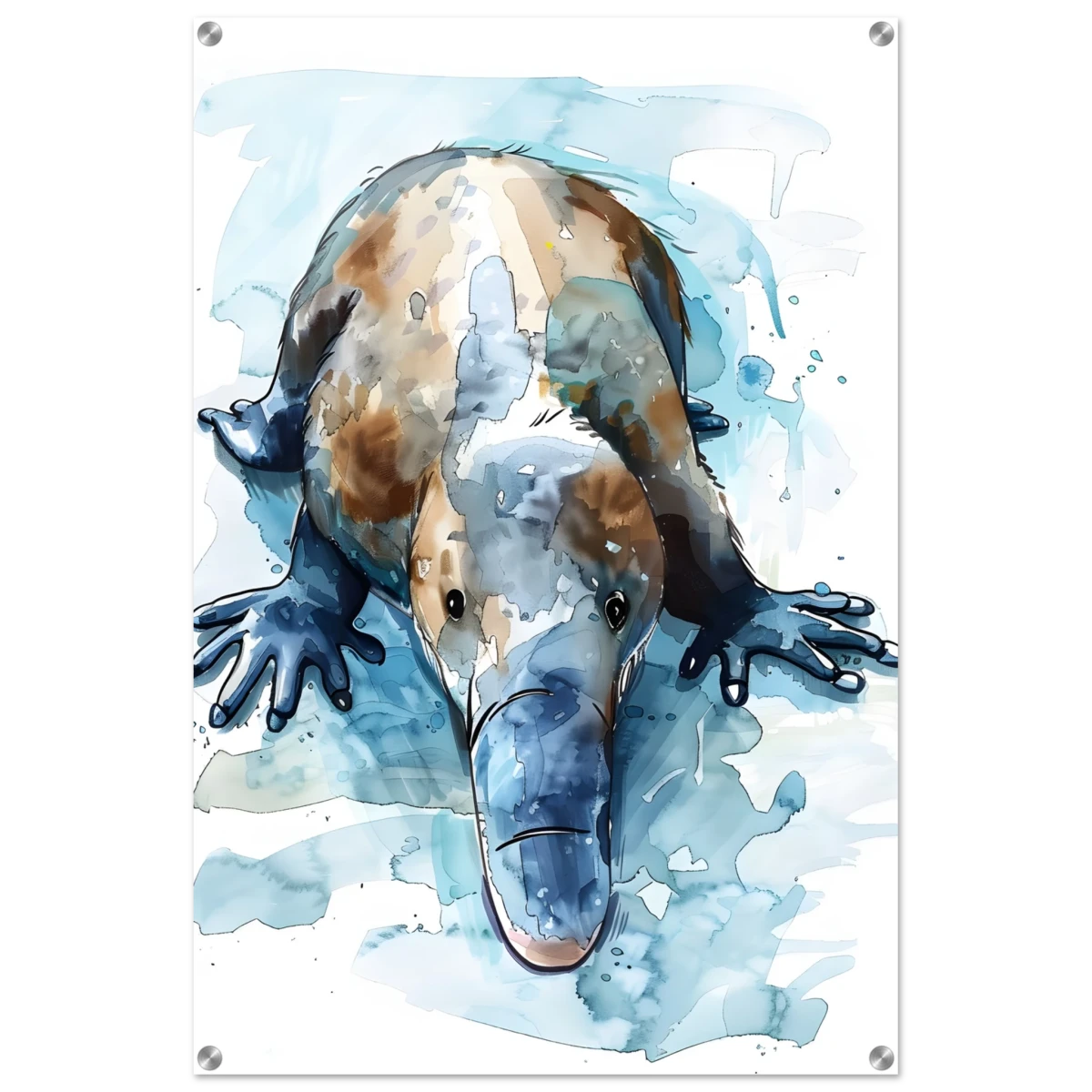 Aqua Explorer | Platypus | Modern watercolor - inspired animal art - 60x90 cm / 24x36″ - Acrylic Print -