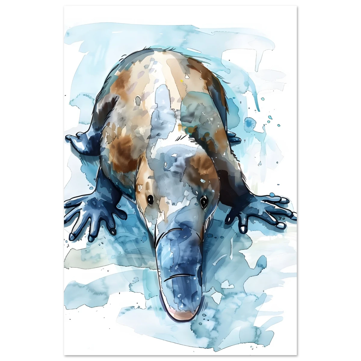 Aqua Explorer | Platypus | Modern watercolor - inspired animal art - 40x60 cm / 16x24″ - Aluminum Print -