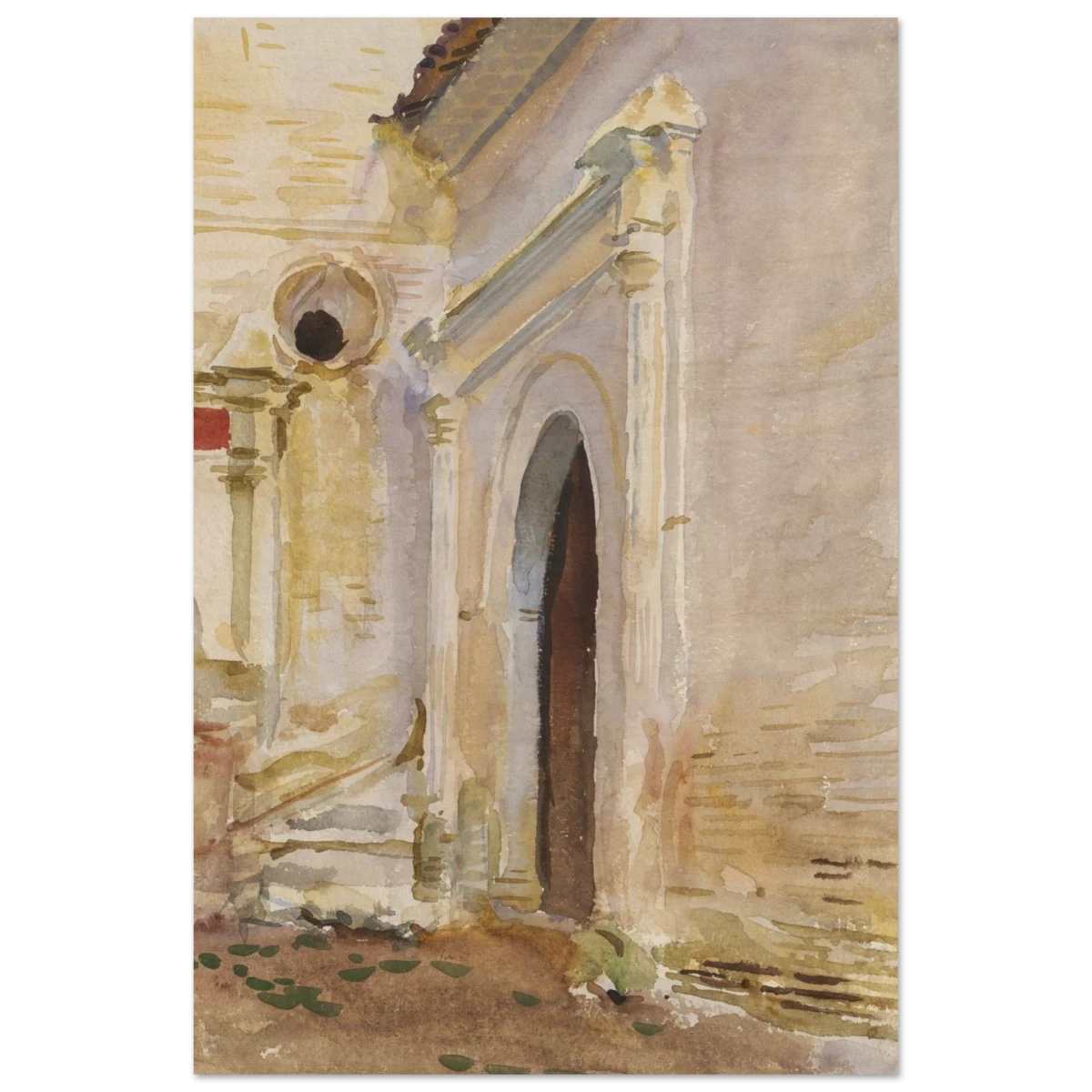 "Arched Doorway" by John Singer Sargent – Architectural Fine Art Print - Wood Prints - 30x45 cm / 12x18″ -