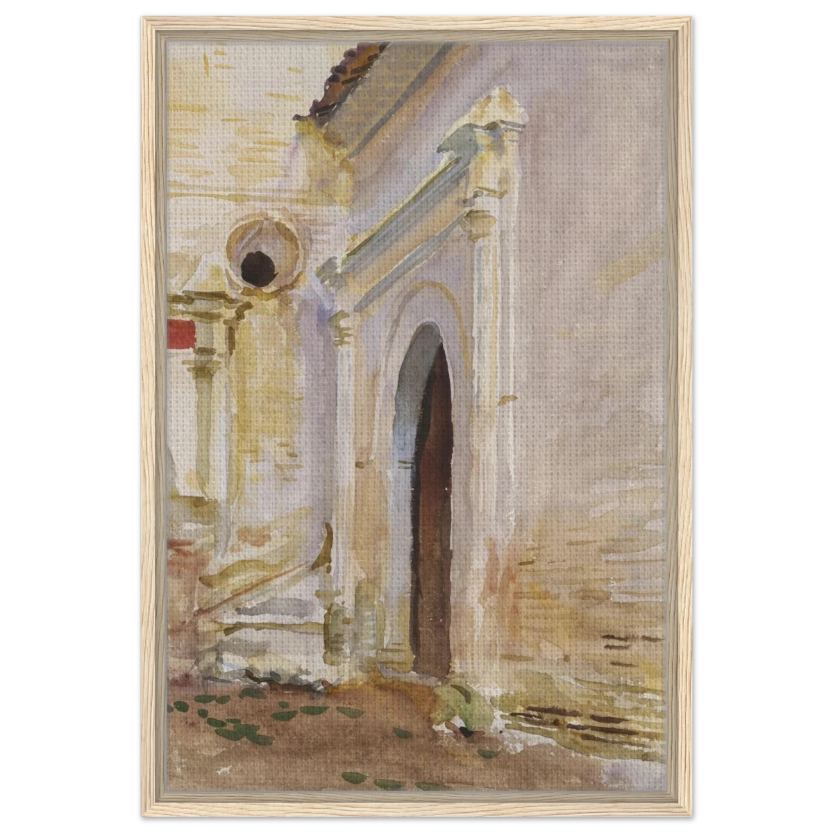 "Arched Doorway" by John Singer Sargent – Architectural Fine Art Print - Framed Canvas - 50x75 cm / 20x30″ - Wood frame