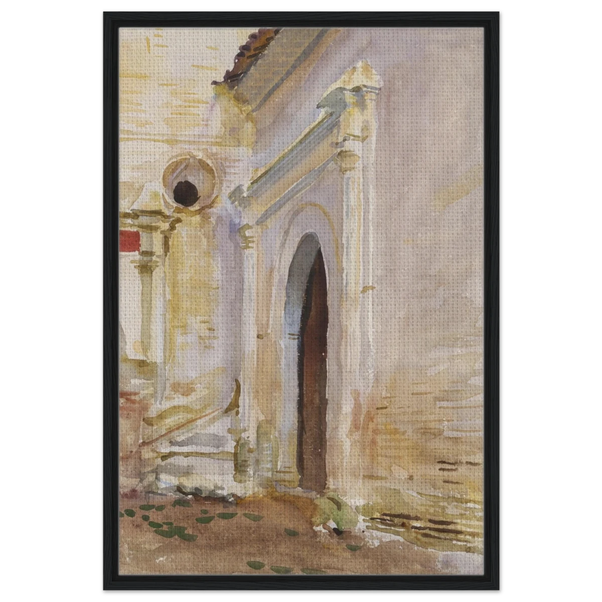 "Arched Doorway" by John Singer Sargent – Architectural Fine Art Print - Framed Canvas - 60x90 cm / 24x36″ - Black frame