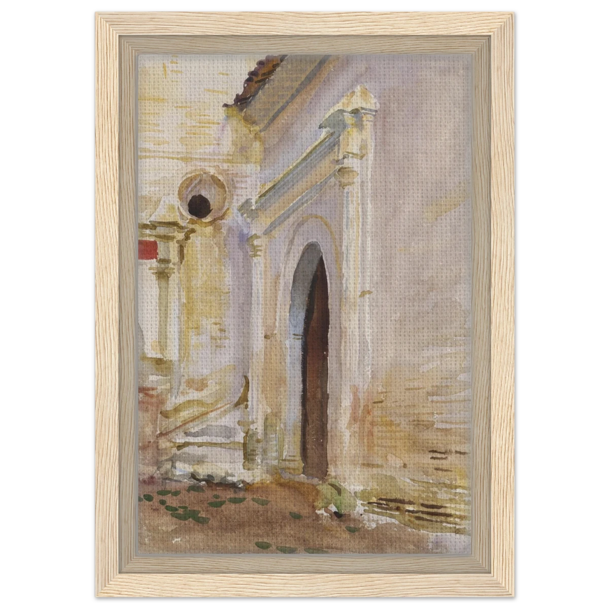 "Arched Doorway" by John Singer Sargent – Architectural Fine Art Print - Framed Canvas - 20x30 cm / 8x12″ - Wood frame