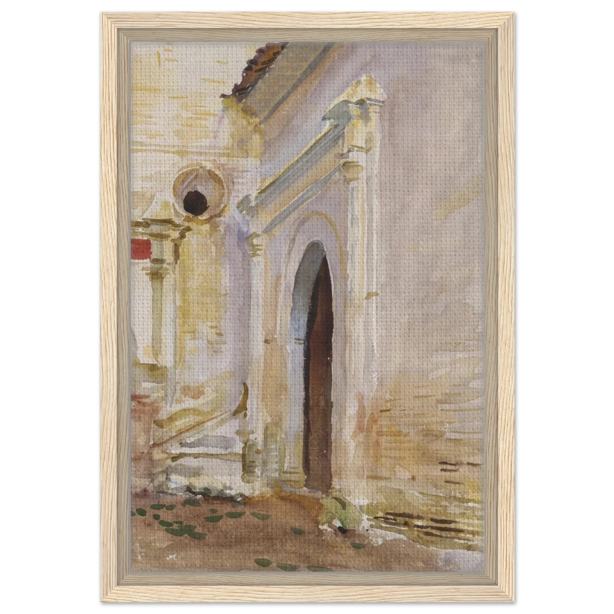 "Arched Doorway" by John Singer Sargent – Architectural Fine Art Print - Framed Canvas - 30x45 cm / 12x18″ - Wood frame