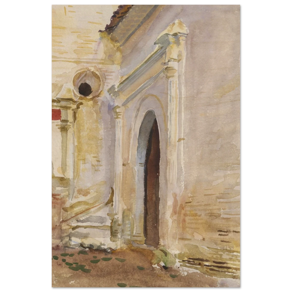 "Arched Doorway" by John Singer Sargent – Architectural Fine Art Print - Wood Prints - 20x30 cm / 8x12″ -
