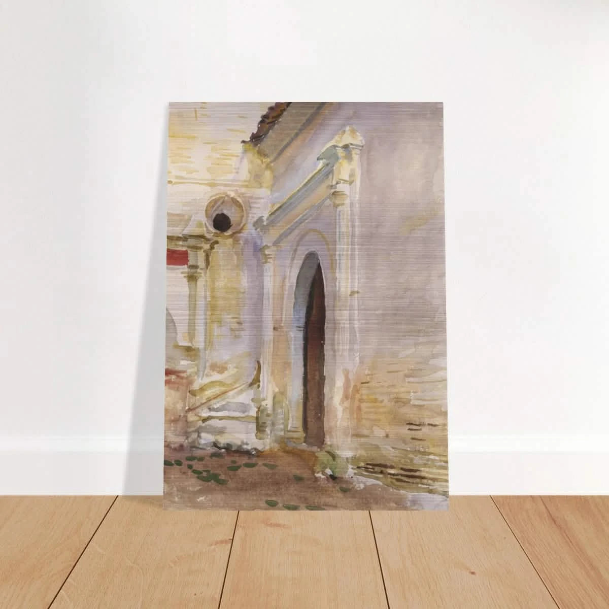 "Arched Doorway" by John Singer Sargent – Architectural Fine Art Print - Brushed Aluminum Print - 70x100 cm / 28x40″ -
