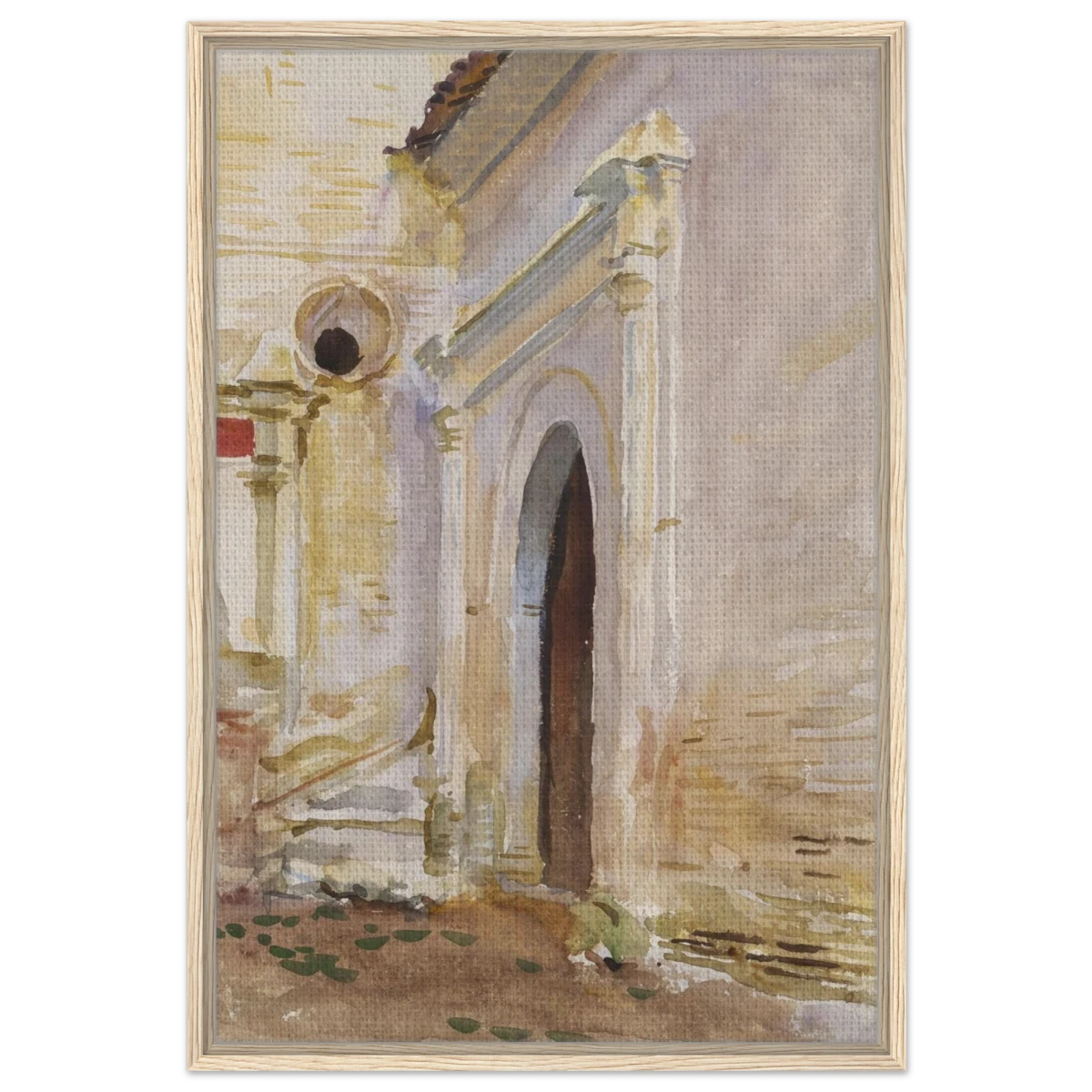 "Arched Doorway" by John Singer Sargent – Architectural Fine Art Print - Framed Canvas - 60x90 cm / 24x36″ - Wood frame