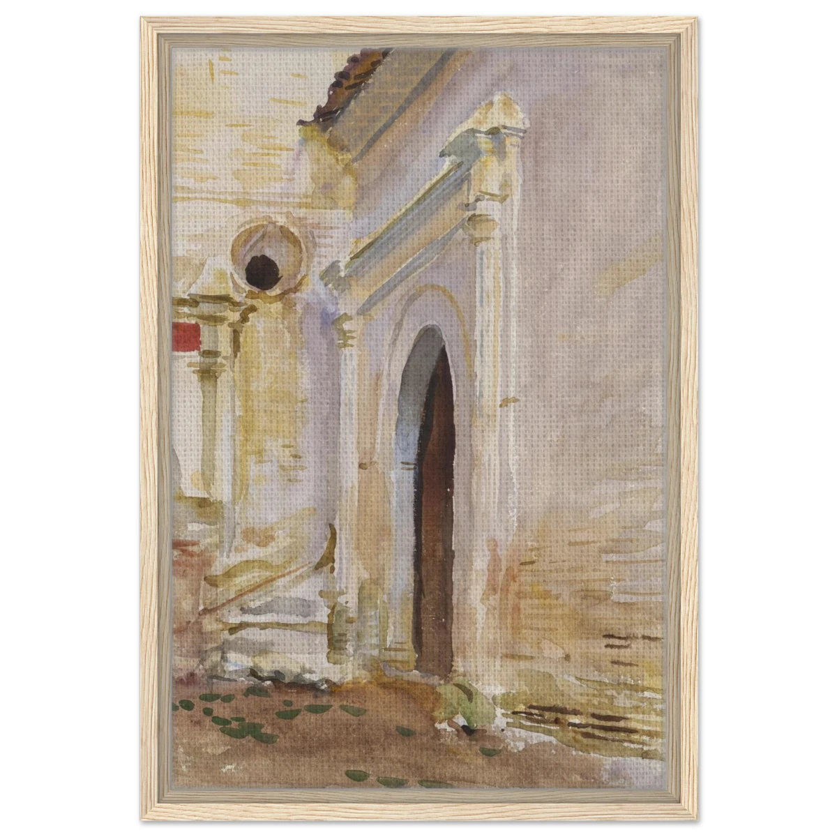 "Arched Doorway" by John Singer Sargent – Architectural Fine Art Print - Framed Canvas - 40x60 cm / 16x24″ - Wood frame
