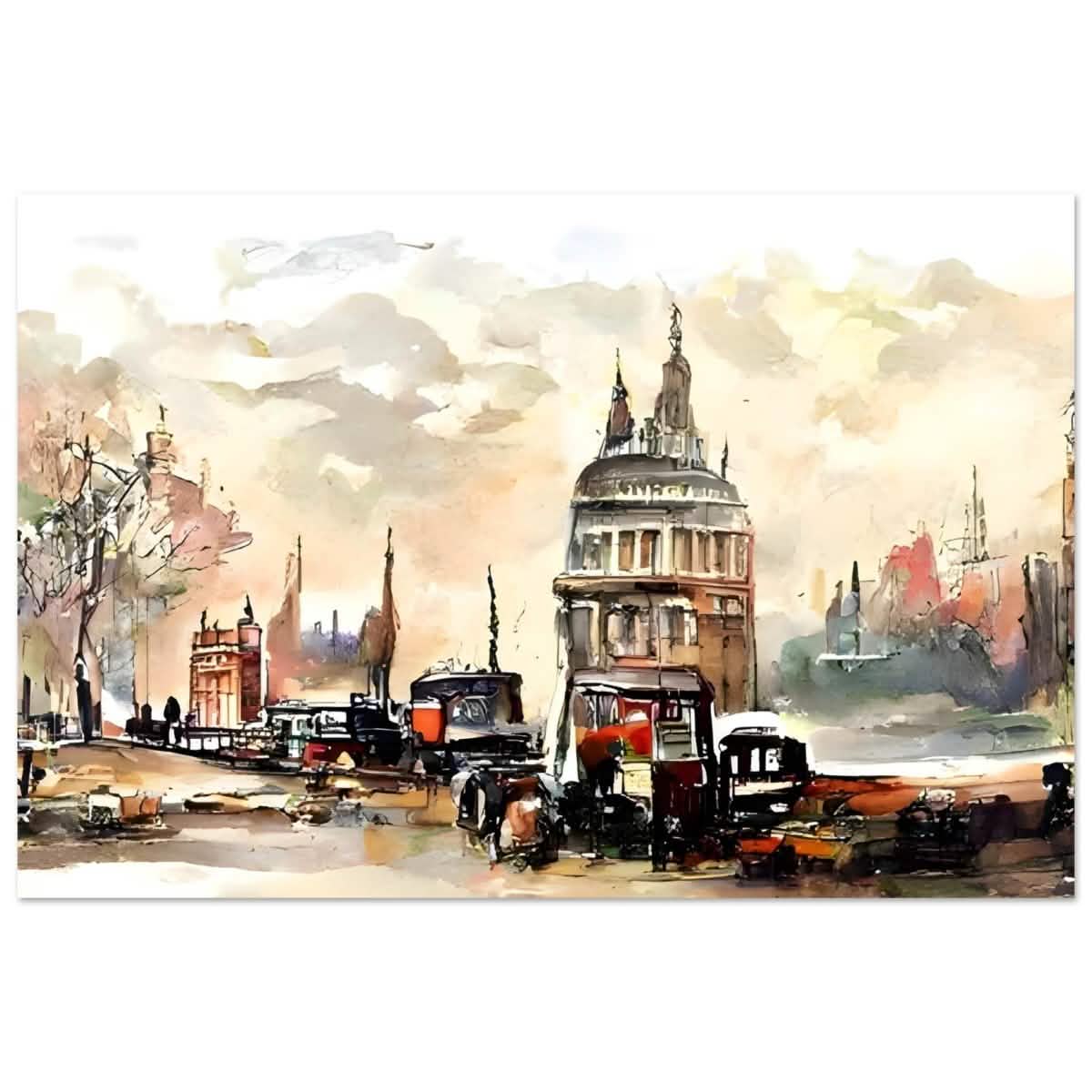 Architectural Whispers | Watercolor Urban Landscape - Aluminum Print - 30x45 cm / 12x18″ -