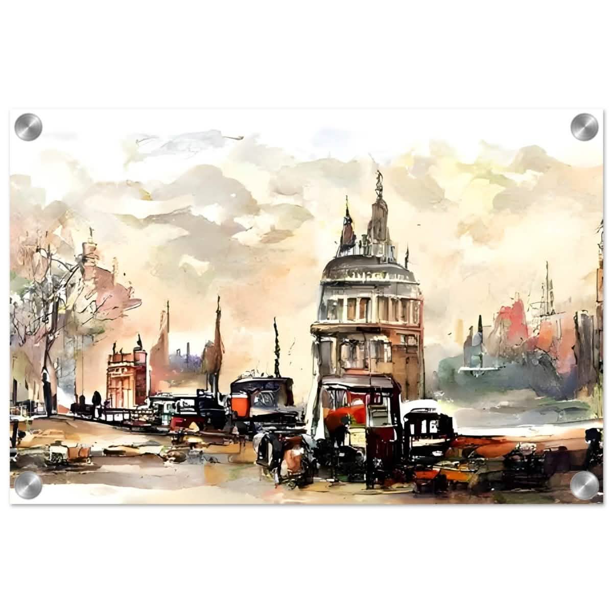 Architectural Whispers | Watercolor Urban Landscape - Acrylic Print - 30x45 cm / 12x18″ -