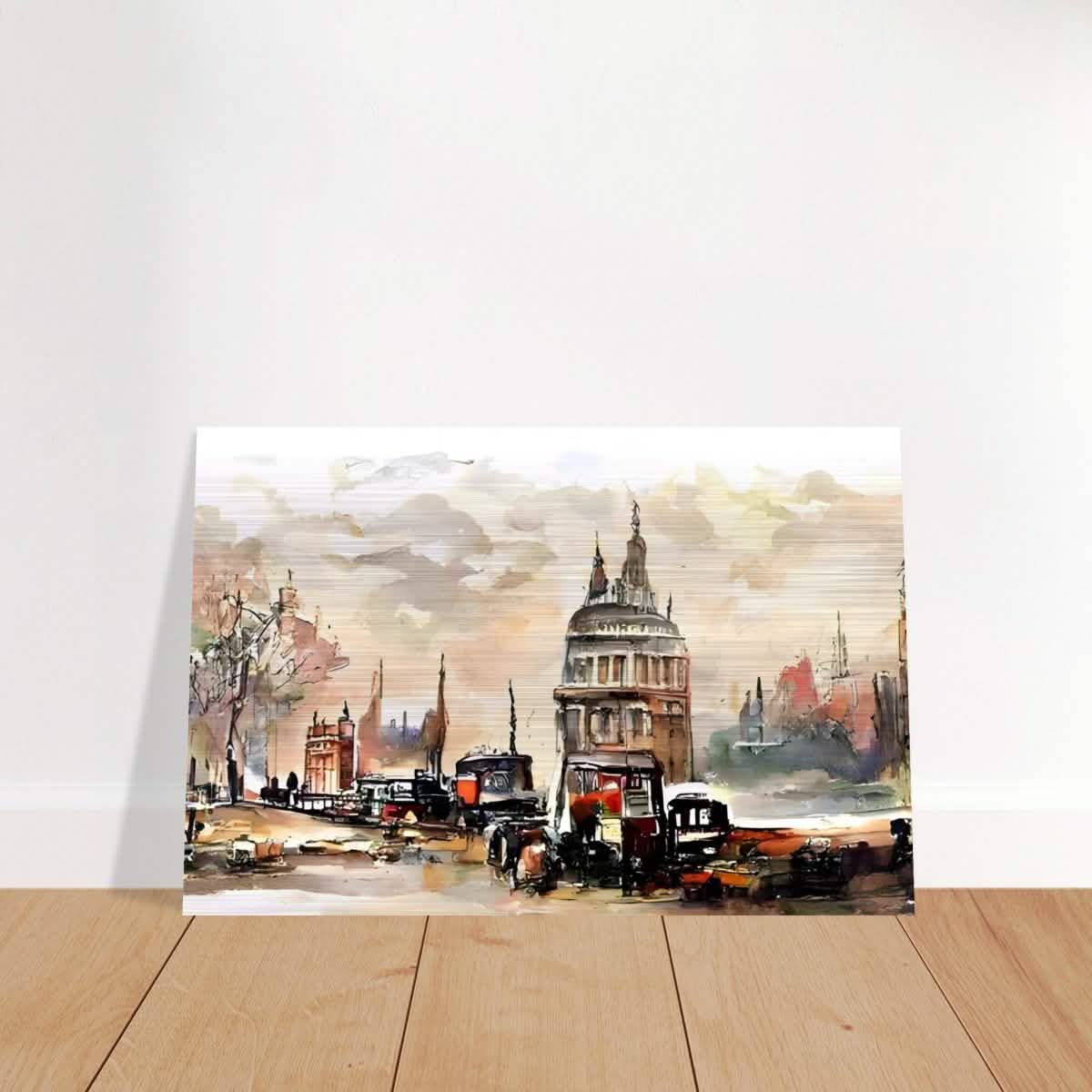 Architectural Whispers | Watercolor Urban Landscape - Brushed Aluminum Print - 30x45 cm / 12x18″ -